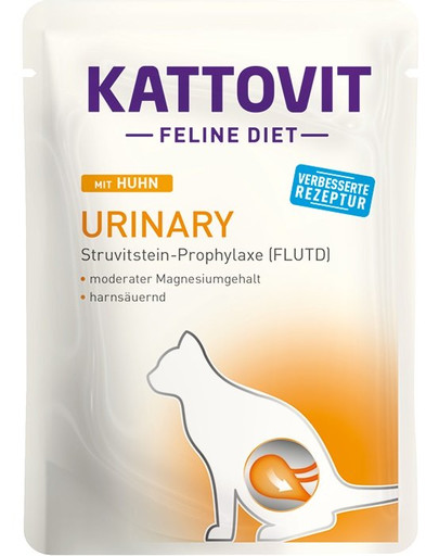 KATTOVIT Feline Diet Urinary - viande de poulet pour réduire la récidive des calculs de struvite - 85 g