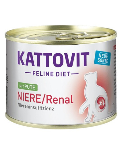 KATTOVIT Feline Diet Niere/Renal - viande de dinde pour soutenir la fonction rénale - 185 g