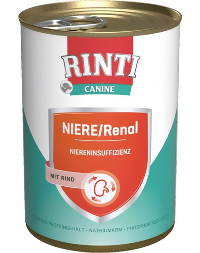 RINTI Canine Niere/Renal Beef - nourriture diététique au boeuf pour chiens en cas d'insuffisance rénale - 800 g