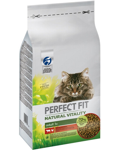 PERFECT FIT Natural Vitality Croquettes au bœuf et au poulet pour chats adultes 6 kg