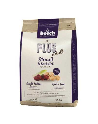 BOSCH Plus - Autruche et pommes de terre pour chiens souffrant d'allergies - 25 kg (2 x 12,5 kg)