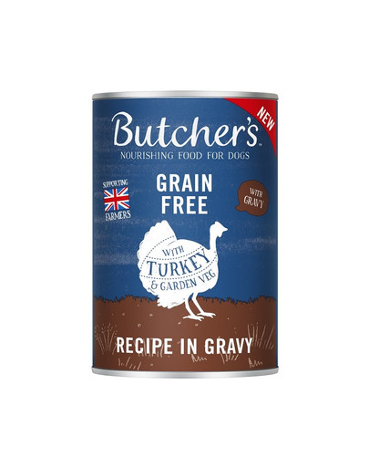 BUTCHER'S Original Recipe in Gravy Turkey & Vegetable 400g nourriture pour chiens, à la dinde en morceaux en sauce