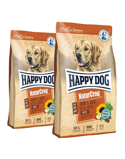 HAPPY DOG NaturCroq Croquettes au boeuf et riz 30 kg (2 x 15 kg)
