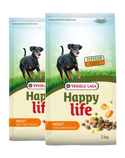 VERSELE-LAGA Happy life Adult Beef Aliment sec pour chiens adultes au goût de bœuf 30 kg (2x15 kg)