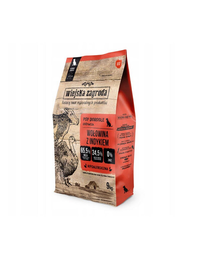 WIEJSKA ZAGRODA Boeuf et dinde pour chiens - 9 kg