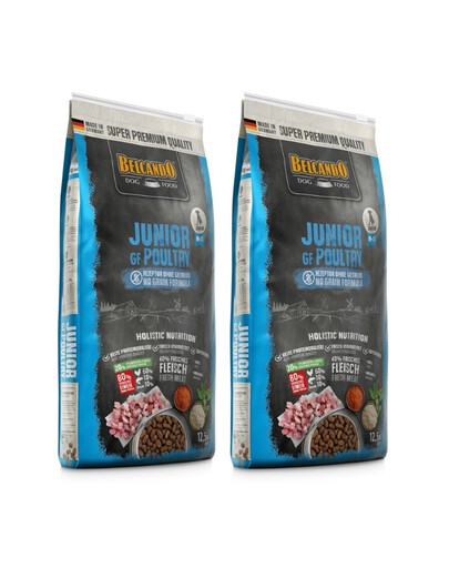 BELCANDO Finest Grain Free Junior Poultry M-XL 25 kg (2x12.5 kg) croquettes à la volaille pour chiots de moyennes et grandes races