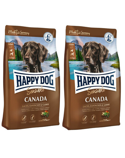 HAPPY DOG Supreme Canada 25 kg (2 x 12,5 kg) - Saumon, lapin & agneau - pour les chiens sensibles et actifs
