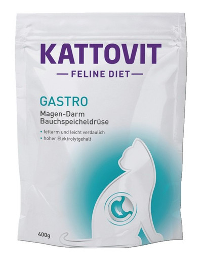 KATTOVIT Feline Diet Gastro - Teneur élevée en électrolytes pour compenser une digestion insuffisante - 400 g