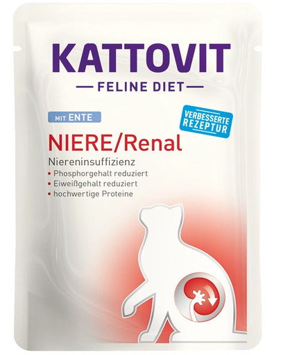 KATTOVIT Feline Diet Niere/Renal - viande de canard pour soutenir la fonction rénale - 85 g