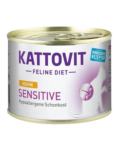 KATTOVIT Feline Diet Sensitive - Poulet pour les chats sensibles souffrant de certaines allergies - 185 g