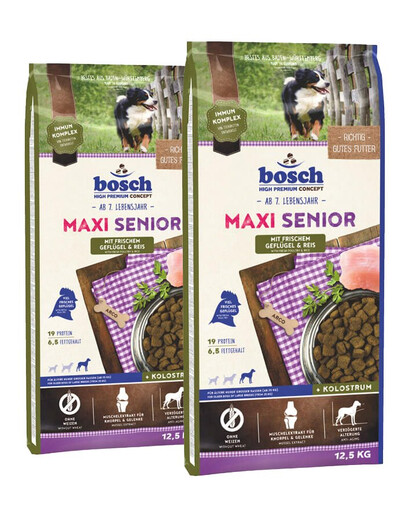 BOSCH Maxi Senior - volaille et riz - chiens âgés de grande race - 25 kg (2 x 12,5 kg)