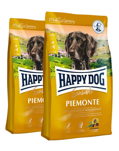 HAPPY DOG Supreme piemonte - canard, châtaigne, poisson 20 kg (2 x10 kg) croquettes pour chien