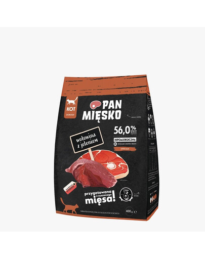 PAN MIĘSKO Boeuf et cert pour chats adultes - M 400g