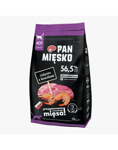 PAN MIĘSKO - Veau et crevettes pour chats adultes - 10kg