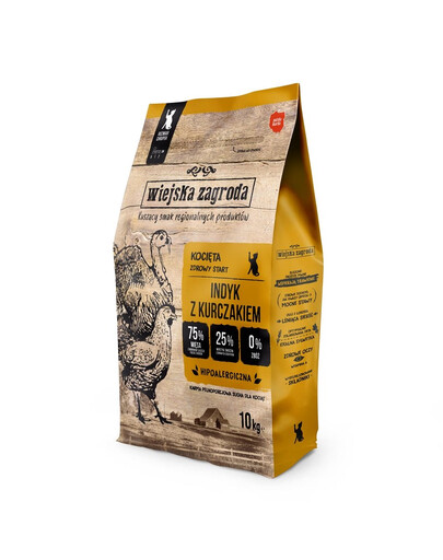 WIEJSKA ZAGRODA Dinde et poulet pour chatons - 10 kg