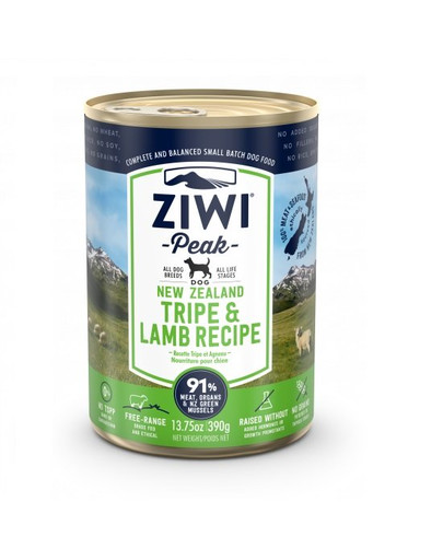 ZIWIPEAK Dog Tripe&Lamb Pâtée pour chien au caille et agneau 390 g