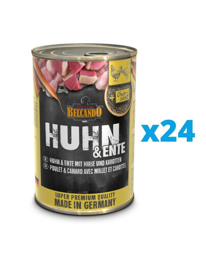 BELCANDO Super Premium Poulet, canard et millet 24x400 g aliments humides pour chiens