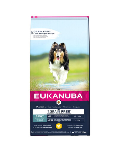 EUKANUBA Adult Grain Free L/XL - sans gluten pour chiens adultes de grandes et de très grandes races - 12 kg