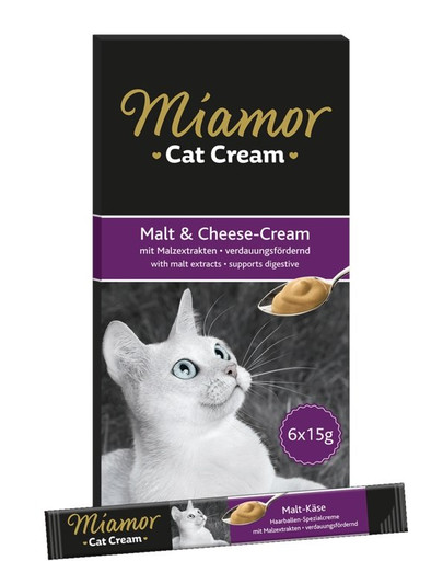 MIAMOR Cat Cream - Crème de malt au fromage 6 x 15 g