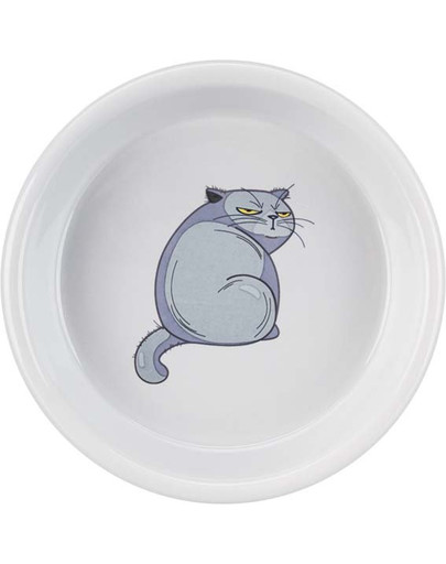 TRIXIE Gamelle en céramique pour un chat avec un motif de chat 0,25l/13cm gris
