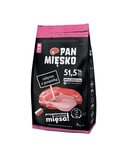 PAN MIĘSKO - Veau et caille pour les races miniatures - 9 kg