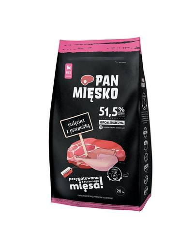 PAN MIĘSKO - Veau et caille pour les races miniatures - 20 kg