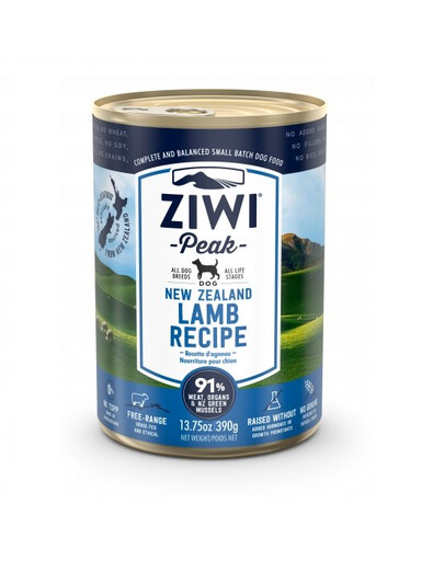 ZIWIPEAK DOG Pâtée pour chien à l'agneau de Nouvelle Zélande 12 x 390 g