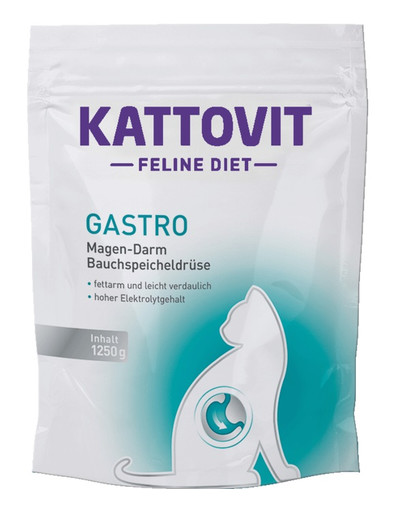 KATTOVIT Feline Diet Gastro - teneur accrue en électrolytes pour compenser une digestion insuffisante - 1,25 kg