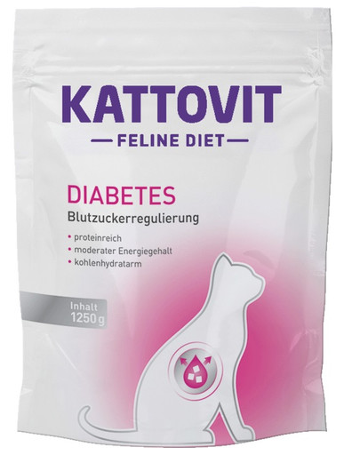 KATTOVIT Feline Diet Diabetes - Pour réguler l'apport en glucose (diabète) - 1,25 kg