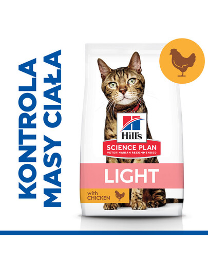 HILL'S Science Plan Feline Adult Light Chicken 10 kg pour les chats castrés poulet