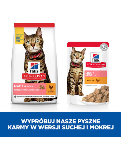 HILL'S Science Plan Feline Adult Light Chicken 10 kg pour les chats castrés poulet