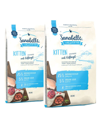 SANABELLE kitten - viande de volaille - pour chatons ou chattes en gestation/qui allaitent - 20 kg (2 x 10 kg)