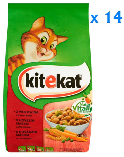 KITEKAT Aliments secs bœuf et légumes 0.3 kg x14