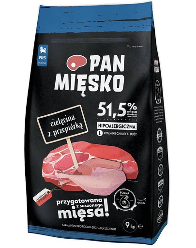 PAN MIĘSKO - Veau et caille pour chiots de grandes races - 20 kg