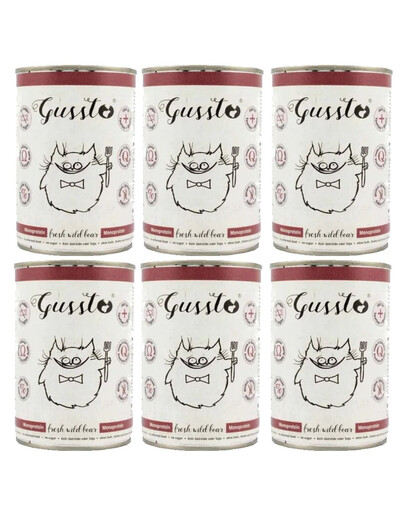 GUSSTO Cat Fresh Wild Boar 6x400 g - nourriture humide pour chats au sanglier