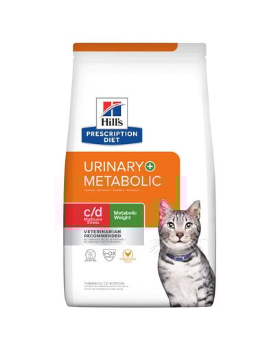 HILL'S Prescription Diet C/D Urinary Stress + Metabolic - Nourriture vétérinaire de poulet pour la santé urinaire et le poids du chat - 6 kg (2x3 kg)
