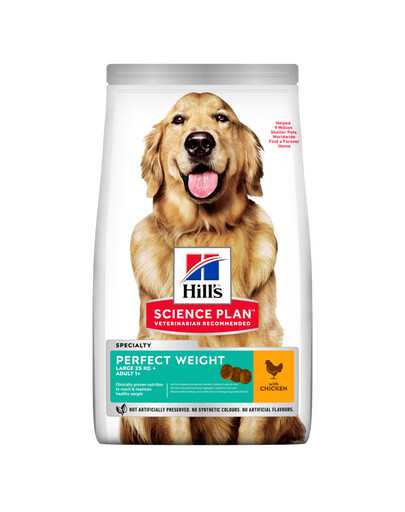 HILL'S Science Plan Adult 1+ Perfect Weight Large breed Croquettes au poulet chiens de grande race 12 kg