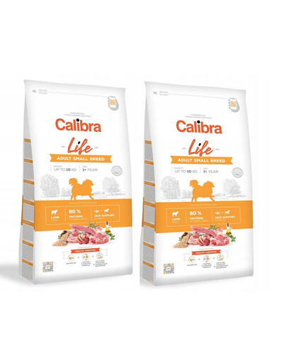 CALIBRA Life Adult Small Breed Lamb - Croquettes d'agneau pour chiens adultes de petites races - 12 kg (2x6 kg)