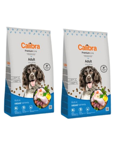 CALIBRA Premium Line Adult - Croquettes au poulet pour chiens adultes - 24 kg (2x12 kg)