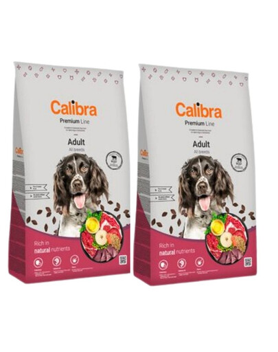 CALIBRA Premium Line Adult Beef - Croquettes de bœuf pour chiens adultes - 24 kg (2x12 kg)
