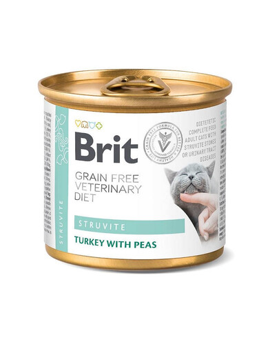 BRIT Veterinary Diet Struvite Turkey&Pea Nourriture pour chats souffrants du struvite 200 g