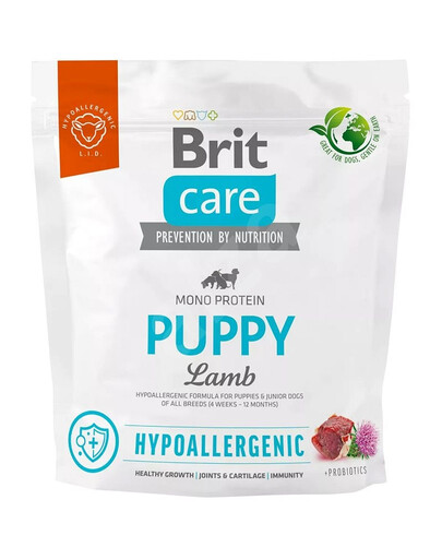 BRIT Care Dog Hypoallergenic - Croquettes hypoallergéniques à base d'agneau et riz pour les chiots - 1 kg