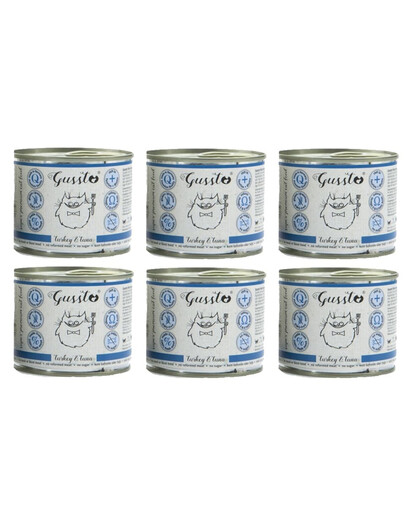 GUSSTO Cat Fresh Turkey & Tuna 6x200 g - nourriture humide pour chat à la dinde et au thon
