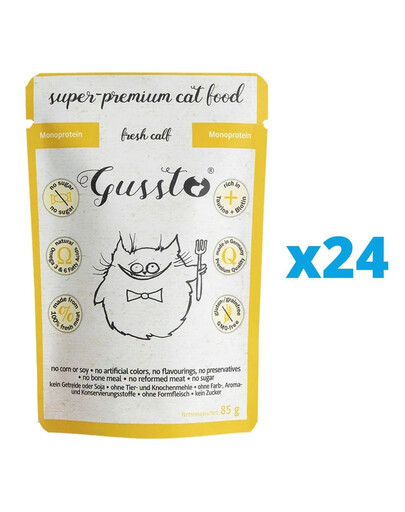 GUSSTO Cat Fresh Calf 24x85 g - nourriture humide pour chats au veau frais