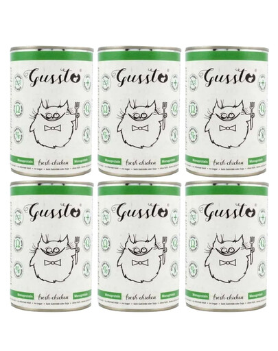 GUSSTO Cat Fresh Chicken 6x400 g - nourriture humide pour chats au poulet