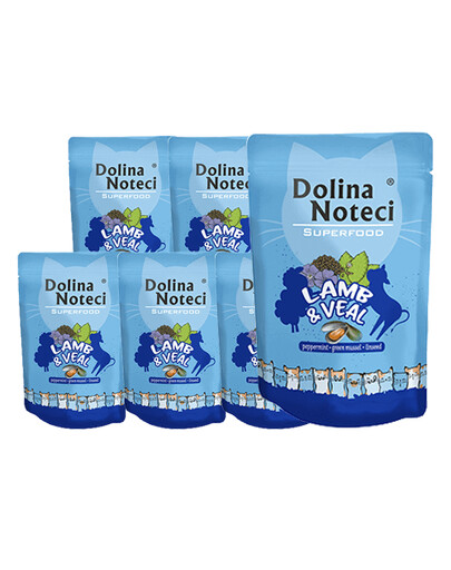 DOLINA NOTECI Superfood Lamb&Veal Aliment humide à base d'agneau et de veau pour chats adultes 10x85g