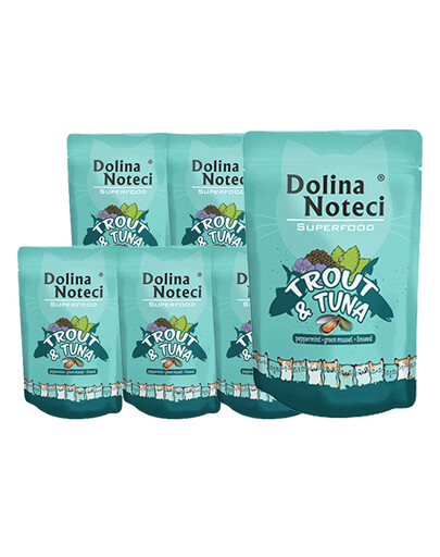 DOLINA NOTECI Superfood Trout&Tuna Aliment humide à base de truite et de thon pour chats adultes 10x85 g