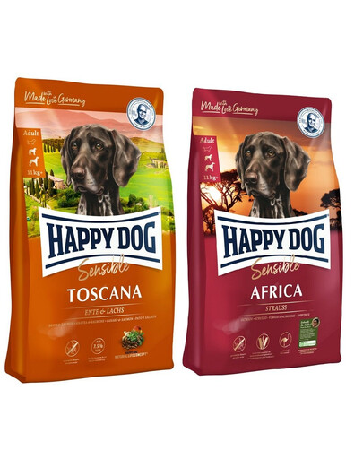HAPPY DOG Supreme Toscana 12.5 kg + Supreme Africa 12.5 kg
