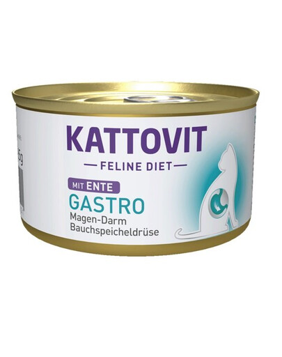 KATTOVIT Feline Diet Gastro Nourriture humide avec du canard pour les chats ayant des problèmes gastriques 12x85 g