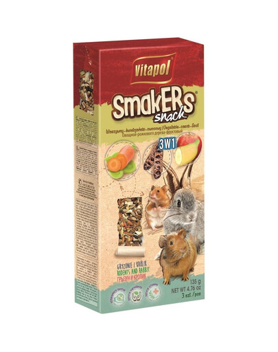 VITAPOL Smakers pour rongeurs - mélange 1 3 pièces 120g